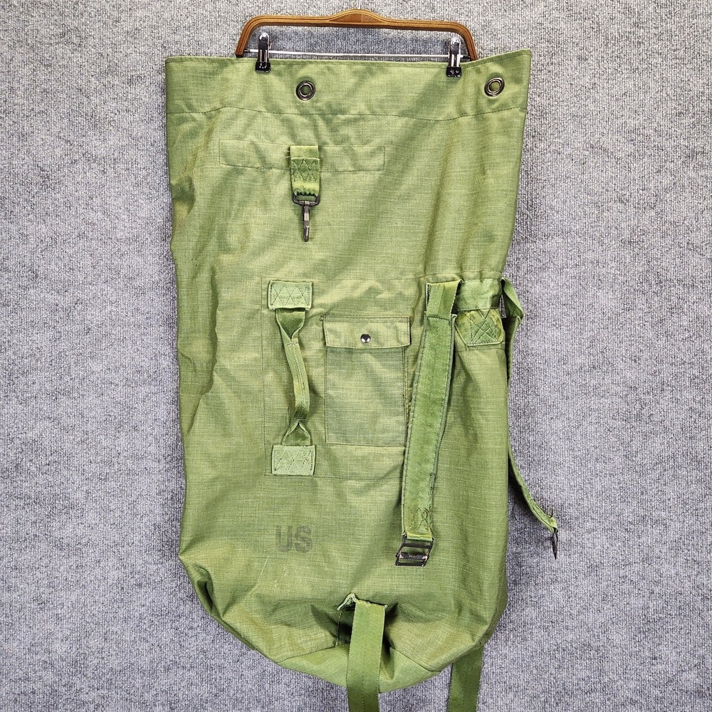 Green US Military Duffel Bag Canvas Travel Backpack Adjustable Straps‎